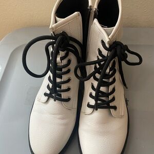 White Esprit Lace-Up Ankle Boots